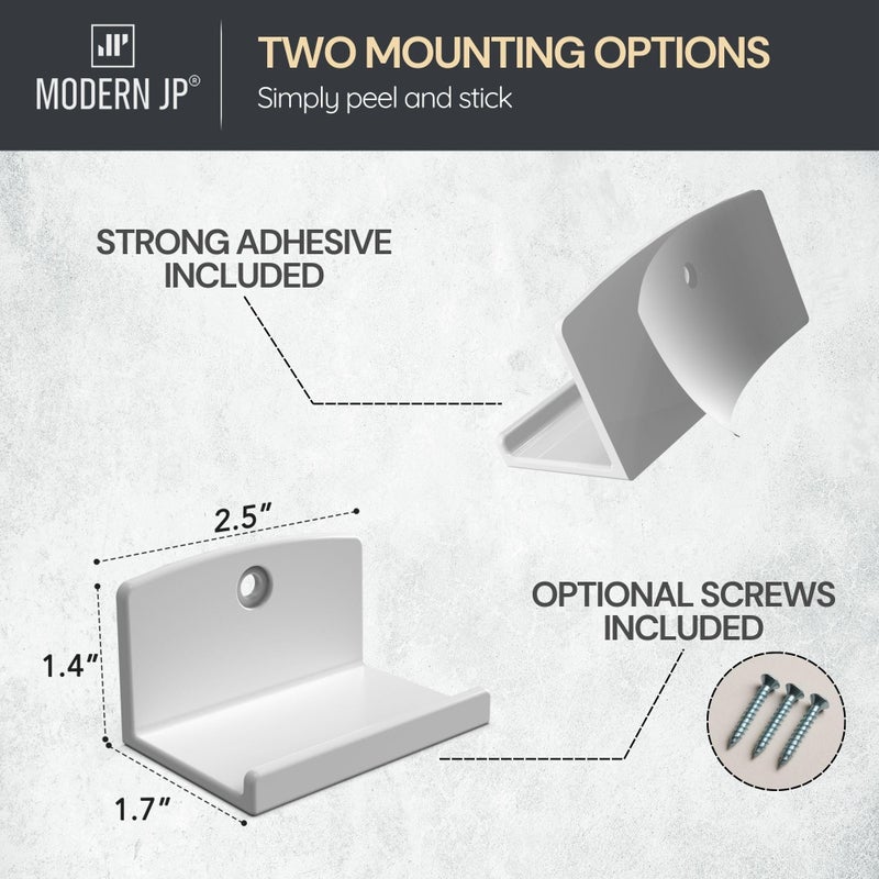 Modern JP Adhesive Vinyl Wall Mount (4-Pack) - Strong Hold Record Holder Wall, Record-Safe Easy Installation, Album Wall Mount for 1LP and 2LP - White - Image 3